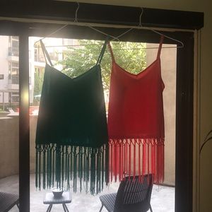 Two new tank tops with frills.